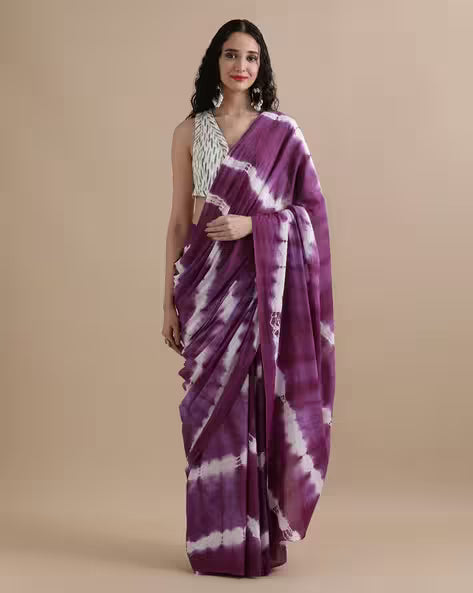 Women Tie & Dye Pure Cotton Mulmul Saree